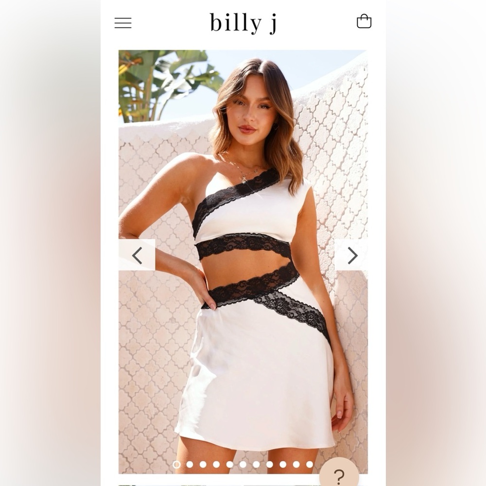 Billy J “Emily One Shoulder Mini Dress - White/Black Lace”
